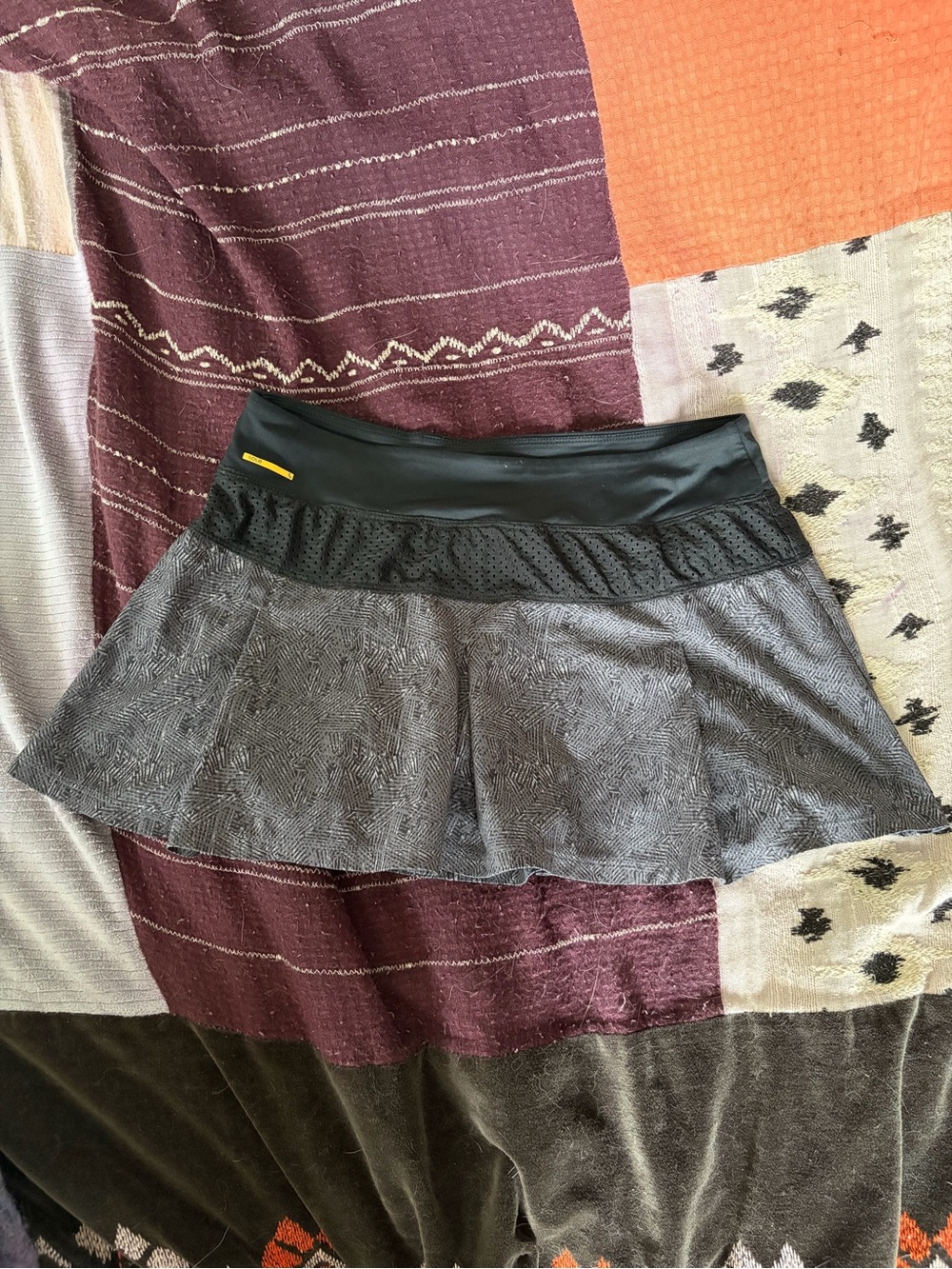 LOLË Women's Black and Grey Athletic Tennis Skirt with Mesh Waistband